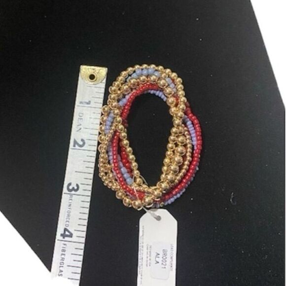 Multicolor Seven Strand Stretch Beaded Bracelet Set New - Picture 5 of 7